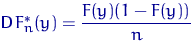 ${\mathsf D}\, F^*_n(y)=\dfrac{F(y)(1-F(y))}{n}$