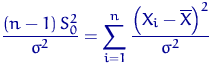 $\dfrac{(n-1)\,S_0^2}{\sigma^2}=\displaystyle\sum_{i=1}^n \dfrac{\left(X_i-\overline X\right)^2}{\sigma^2}$