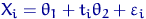 $X_i=\theta_1+t_i\theta_2+\varepsilon_i$