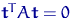 ${\mathbf t}^T A {\mathbf t} = 0$