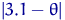 $\lvert 3.1-\theta\rvert $