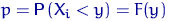 $p={\mathsf P}\,(X_i<y)=F(y)$