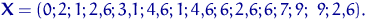 ${\mathbf X}=
(0;2;1;2{,}6;3{,}1;4{,}6;1;4{,}6;6;2{,}6;6;7;9;\
9;2{,}6).$