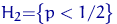 $H_2{=}\bigl\{p<1/2\bigr\}$