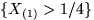 $\{X_{(1)}\gt 1/4\}$