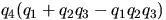 $q_4(q_1 + q_2q_3 - q_1q_2q_3)$