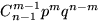 $C_{n-1}^{m-1}p^mq^{n-m}$