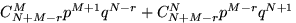 $C_{N+M-r}^Mp^{M+1}q^{N-r}+C_{N+M-r}^N p^{M-r}q^{N+1}$