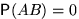 $\mathsf P(AB)=0$