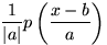 $\dfrac{1}{\vert a\vert}p\left(\dfrac{x-b}{a}\right)$