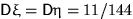 ${\mathsf D}\xi={\mathsf D}\eta=11/144$