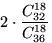 $2\cdot\displaystyle\frac{C_{32}^{18}}{C_{36}^{18}}$